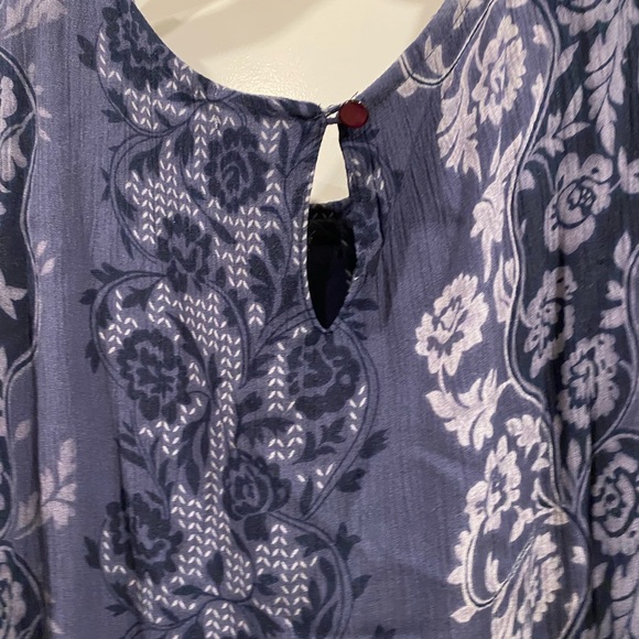 Vintage 90s sag harbor boho fairy floral sleeveless maxi dress blue gray medium - Picture 2 of 8